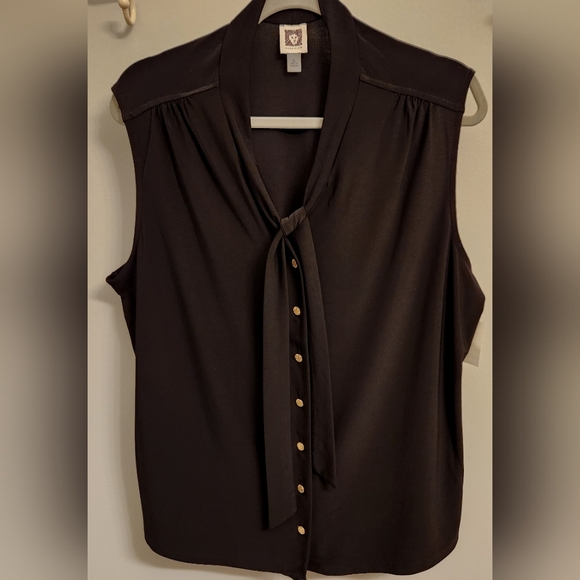 Anne Klein Black Sleeveless Blouse - Picture 1 of 8